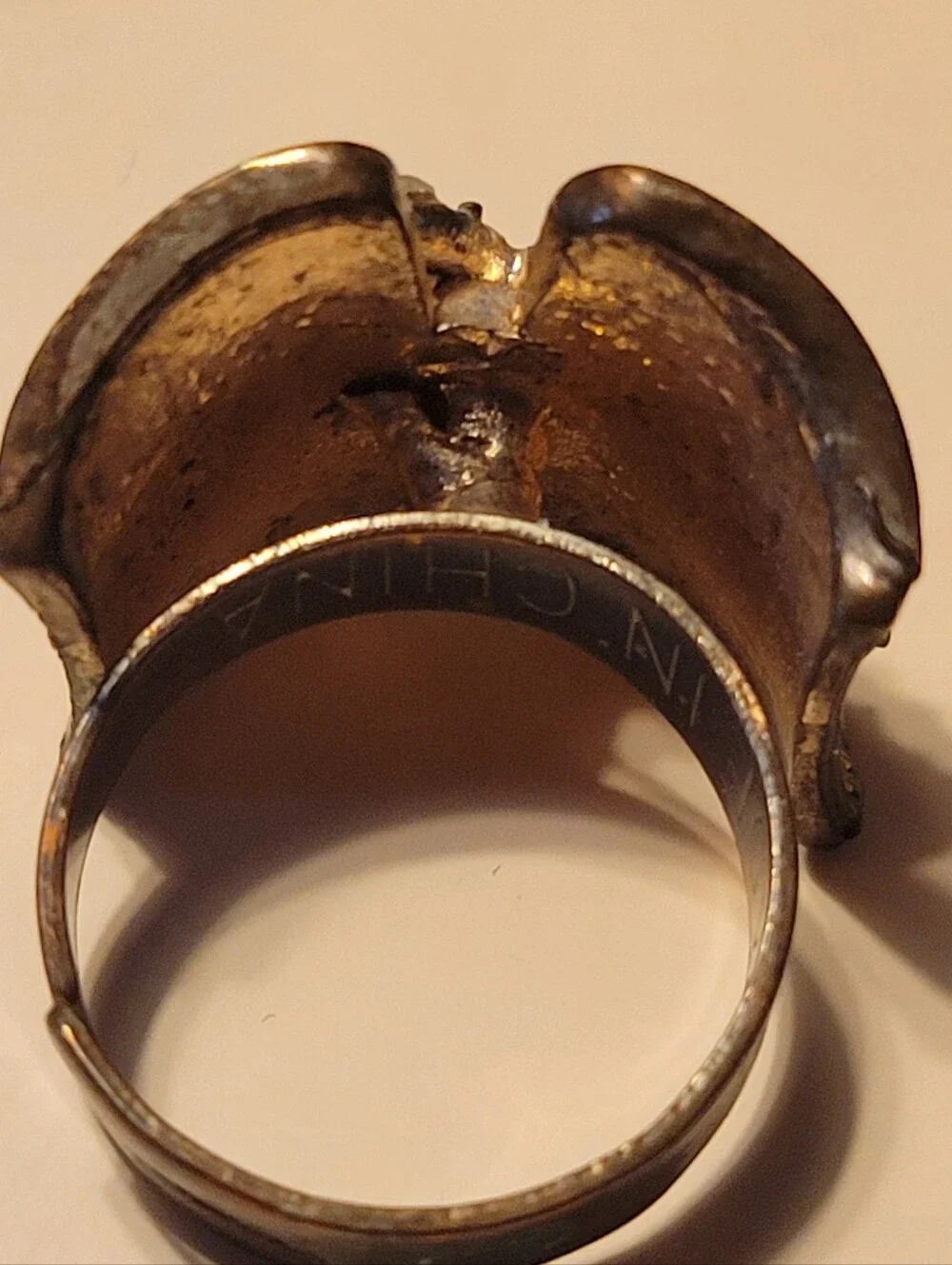VINTAGE Gold-Tone Crystal Floral Statement Ring